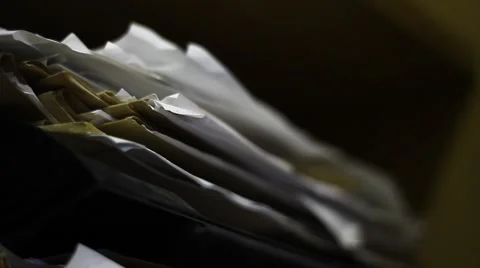 A stack of old paper in the drawer Stock Footage 58049655