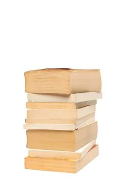 Stack of old paperback books isolated with copyspace Stock Photos