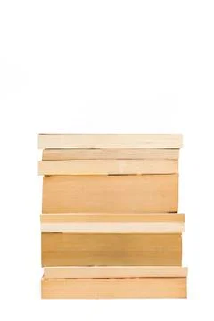 Stack of old paperback books isolated with copyspace Foto stock