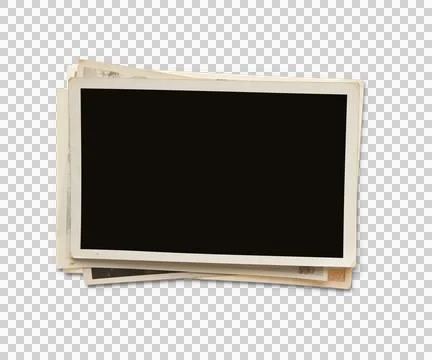Stack of old photos isolated on transparent background, png file Stock Photos