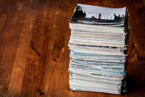 Stack of old postcards Stock Photos