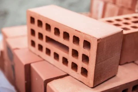 Stack of old red bricks. building of the house Stock Photos
