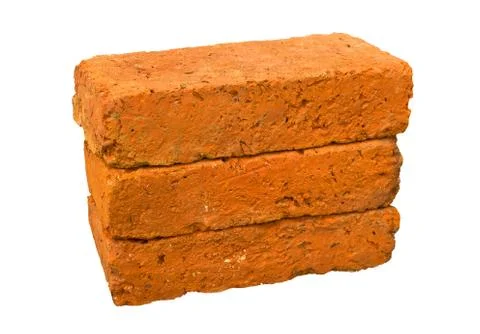 Stack of old red bricks isolated Stock Photos