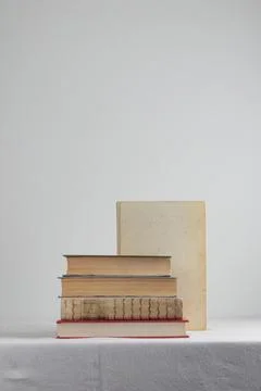 Stack of old rustic vintage books 스톡 사진