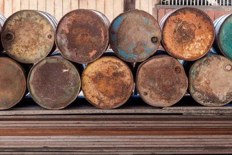 Stack of old rusty gas tank Stock Photos