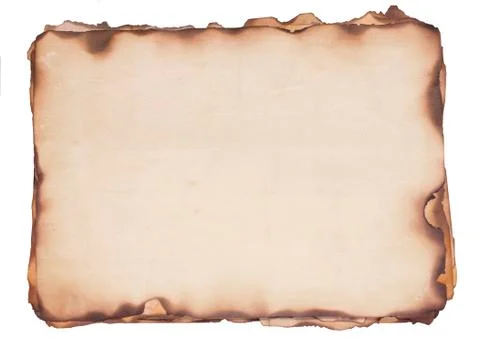 Stack of old, scorched papers Foto stock