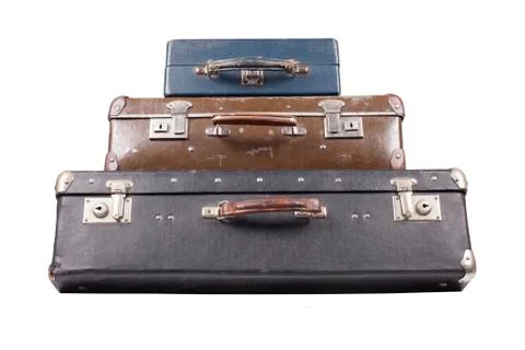 Stack of old suitcases isolated Stock Photos