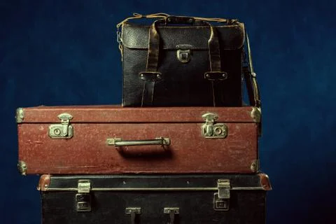 Stack of old suitcases Stock Photos