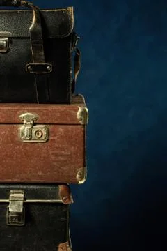 Stack of old suitcases Stock Photos