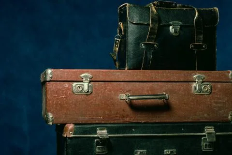 Stack of old suitcases Stock Photos