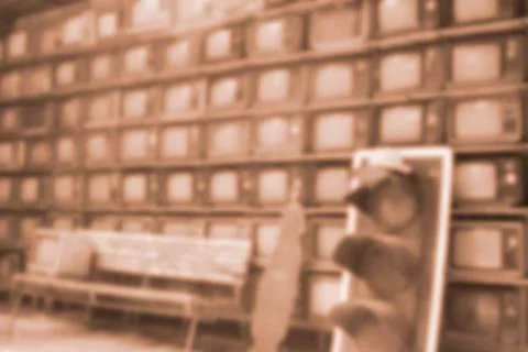 Stack of old TV vintage style background Stock Photos