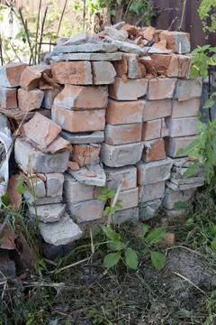 Stack of old used bricks. Used bricks 写真素材