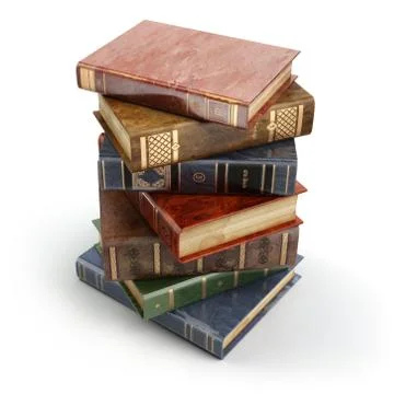 Stack of old vintage books isolated on white. Education. Stock Illustration