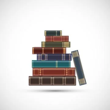 Stack of old vintage books. Isolated on a white background. Illustrazione stock