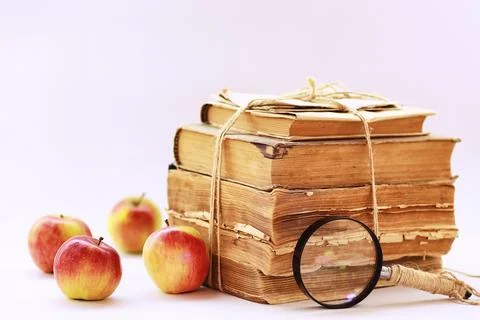 A stack of old vintage books Stock Photos