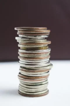 A stack of old vintage coins Stock Photos