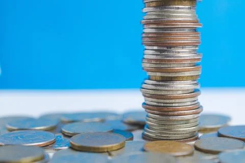A stack of old vintage coins Stock-Fotos