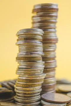 A stack of old vintage coins Stock Photos