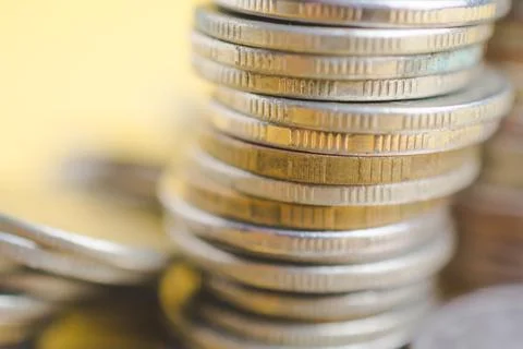 A stack of old vintage coins Foto stock