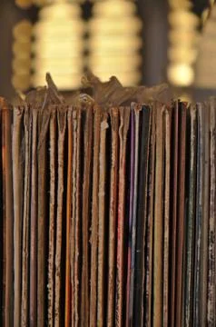 Stack of old vinyl records Stock Photos