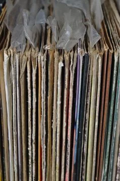 Stack of old vinyl records Stock Photos