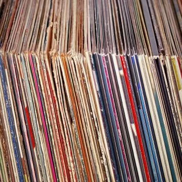 Stack of old vinyl records Stock Photos