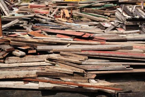 Stack of old wooden logs for construction Stock Photos