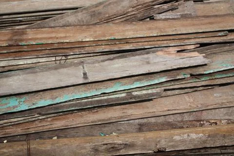 Stack of old wooden planks Stock Photos