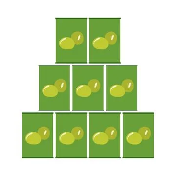 Stack Of Olive Cans Icon 库存插图