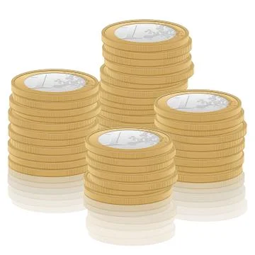 Stack one euro coin Stock Illustration