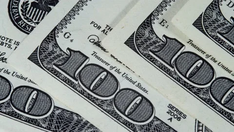 Stack of one hundred american dollars Stock Footage 149805763