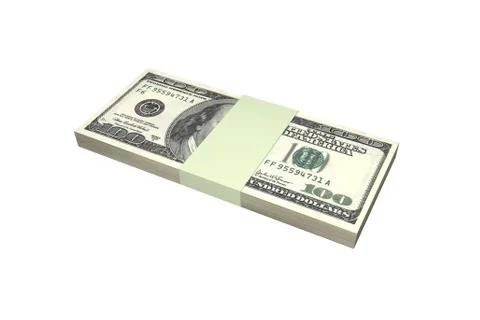 Stack of One Hundred Dollar Banknotes Render Illustrazione stock