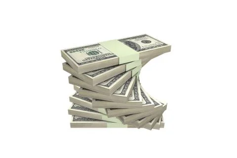 Stack of One Hundred Dollar Banknotes Render Stock Illustration