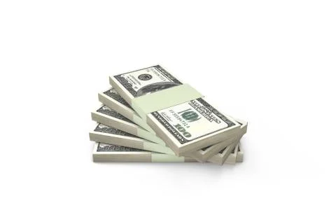 Stack of One Hundred Dollar Banknotes Render Stock Illustration