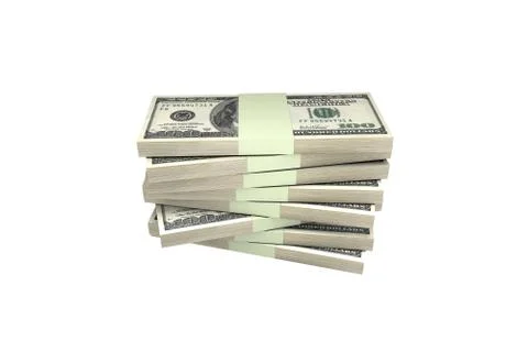 Stack of One Hundred Dollar Banknotes Render Stock Illustration