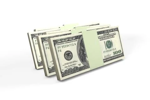 Stack of One Hundred Dollar Banknotes Render Stock Illustration