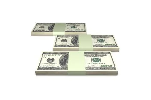 Stack of One Hundred Dollar Banknotes Render Stock Illustration