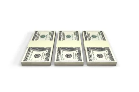 Stack of One Hundred Dollar Banknotes Render Stock Illustration