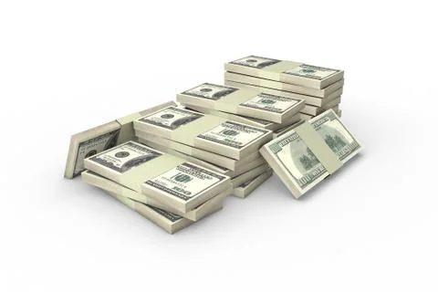 Stack of One Hundred Dollar Banknotes Render Stock Illustration