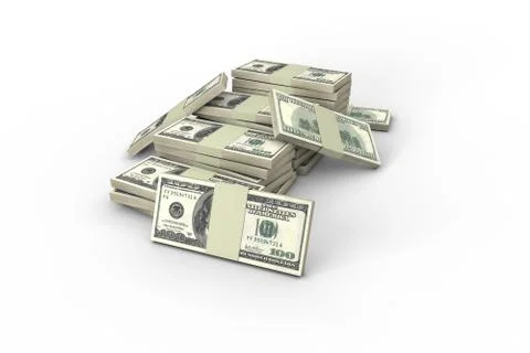 Stack of One Hundred Dollar Banknotes Render Stock Illustration
