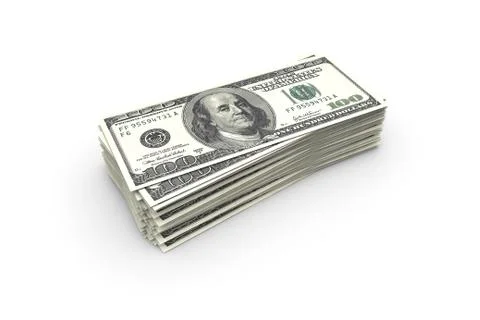 Stack of One Hundred Dollar Banknotes Render Stock Illustration