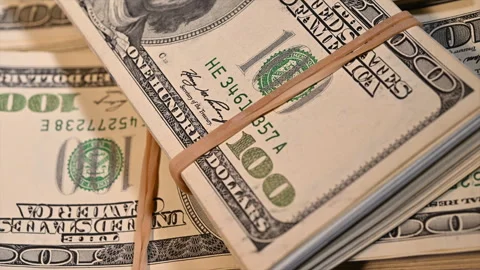 Stack of One Hundred Dollar Bills Stock Footage 275736647