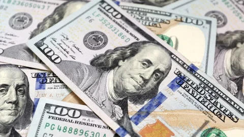 Stack of One Hundred Dollar Bills Stock Footage 313297409