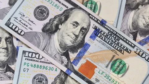 Stack of One Hundred Dollar Bills Stock Footage 313366305