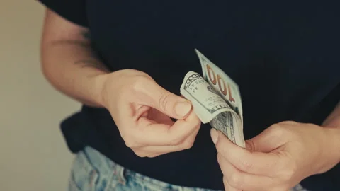 Stack of One Hundred Dollar Bills Money Stock Footage 314447791