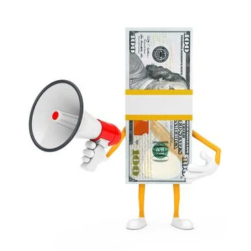 Stack of One Hundred Dollar Bills Person Character Mascot with Red Retro Mega Stock Illustration