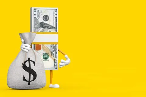 Stack of One Hundred Dollar Bills Person Character Mascot with Tied Rustic Ca イラスト素材