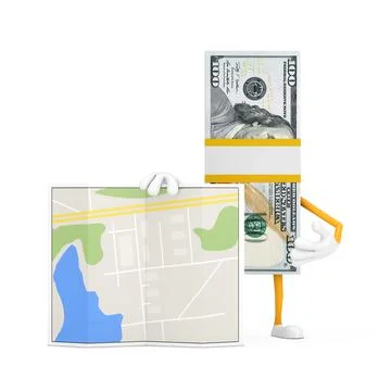 Stack of One Hundred Dollar Bills Person Character Mascot with Abstract City  Stock Illustration