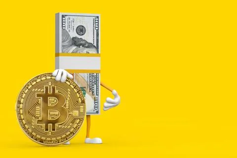 Stack of One Hundred Dollar Bills Person Character Mascot with Digital and Cr イラスト素材