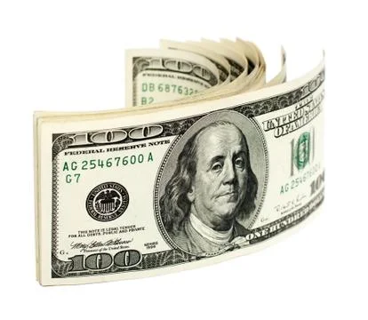 Stack of one hundred dollar bills u.s. Stock Photos